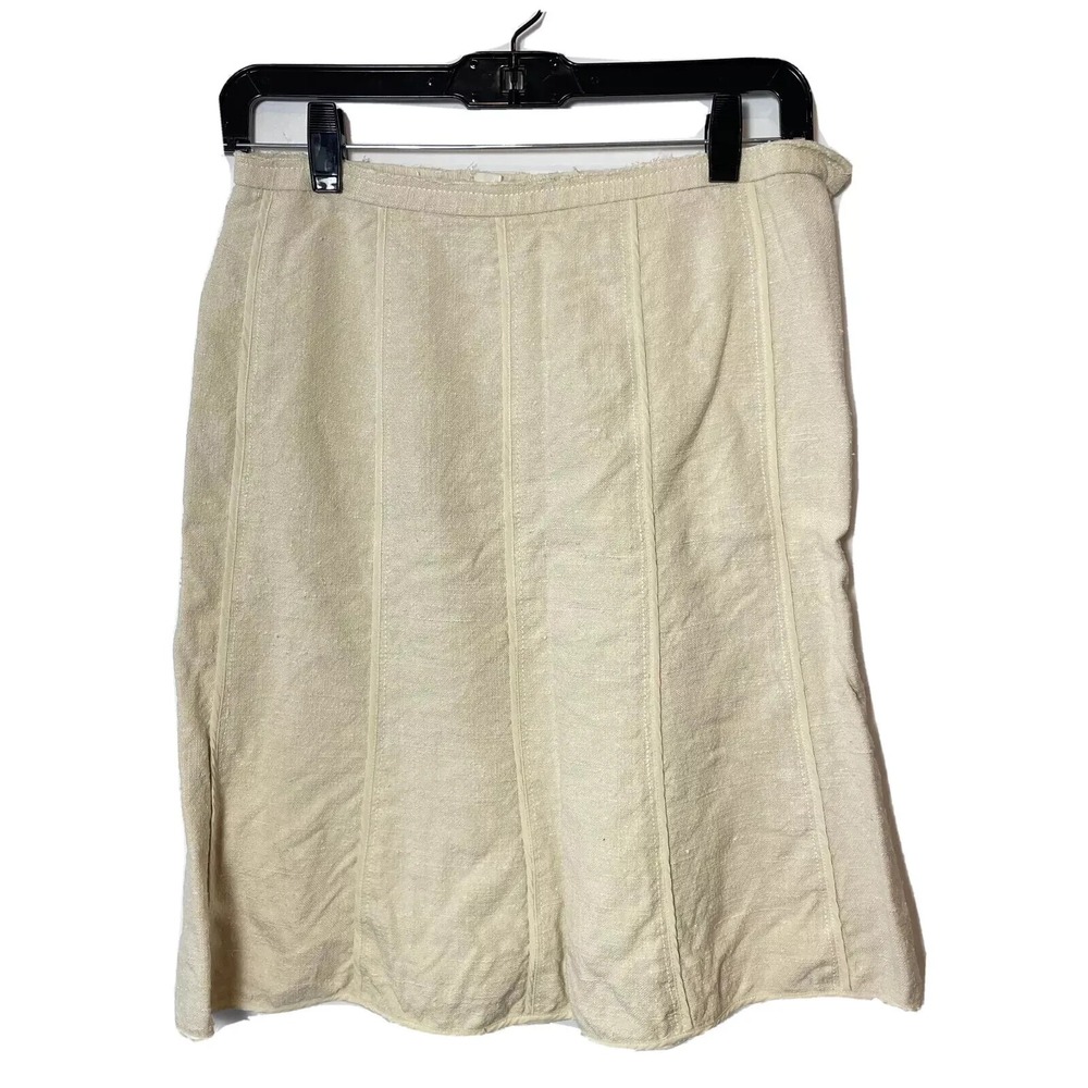 Marc Jacobs Silk Knee Length A-Line Skirt Womens Size 2 Beige Lined Zip